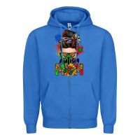 True Royal autism mom messy bun Zipper Hoodie - Zillion Design Studio