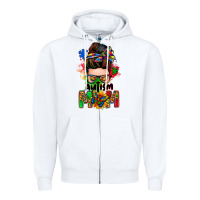 White autism mom messy bun Zipper Hoodie - Zillion Design Studio