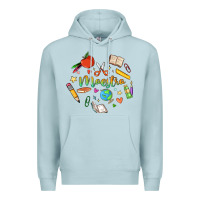 Blue Mist maestra teacher heart doodle Premium Hoodie - MaliasSmallBusiness