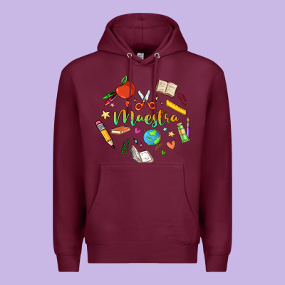Maestra Teacher Heart Doodle Premium Hoodie Designed By Maliassmallbusiness