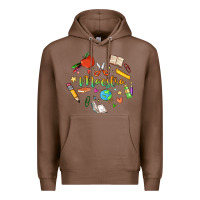 Chestnut maestra teacher heart doodle Premium Hoodie - MaliasSmallBusiness