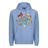 Colony Blue maestra teacher heart doodle Premium Hoodie - MaliasSmallBusiness