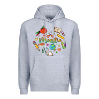 Heather Grey maestra teacher heart doodle Premium Hoodie - MaliasSmallBusiness