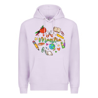 Lilac maestra teacher heart doodle Premium Hoodie - MaliasSmallBusiness