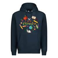 Navy maestra teacher heart doodle Premium Hoodie - MaliasSmallBusiness