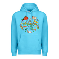 Ocean Blue maestra teacher heart doodle Premium Hoodie - MaliasSmallBusiness