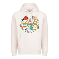 Pale Pink maestra teacher heart doodle Premium Hoodie - MaliasSmallBusiness