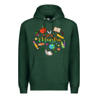 Sports Green maestra teacher heart doodle Premium Hoodie - MaliasSmallBusiness
