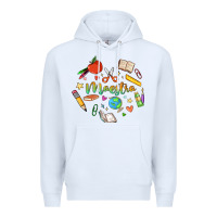 White maestra teacher heart doodle Premium Hoodie - MaliasSmallBusiness
