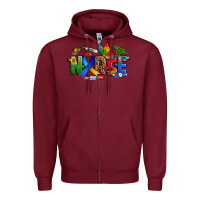 Burgundy autism nurse Zipper Hoodie - Zillion Design Studio