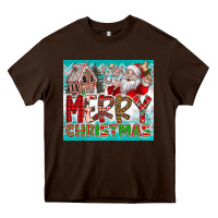 Chocolate Brown merry Christmas Heavy Core Tee - CowhideDigitalArt