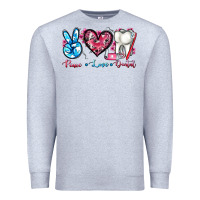 Heather Grey peace love dental Premium Sweatshirt - AdoDesignShop