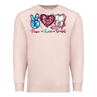 Pale Pink peace love dental Premium Sweatshirt - AdoDesignShop