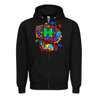 Black autism superhero ripped tshirt Zipper Hoodie - Zillion Design Studio