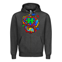 Charcoal Heather autism superhero ripped tshirt Zipper Hoodie - Zillion Design Studio