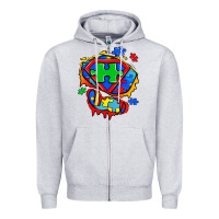 Heather Grey autism superhero ripped tshirt Zipper Hoodie - Zillion Design Studio