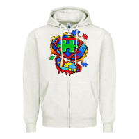 Oatmeal Heather autism superhero ripped tshirt Zipper Hoodie - Zillion Design Studio