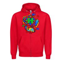 Red autism superhero ripped tshirt Zipper Hoodie - Zillion Design Studio