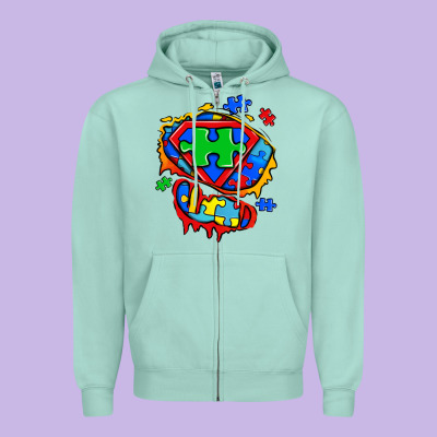 Autism Superhero Ripped Tshirt Zipper Hoodie Designed By Zillion Design Studio