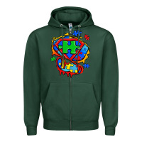 Sports Green autism superhero ripped tshirt Zipper Hoodie - Zillion Design Studio