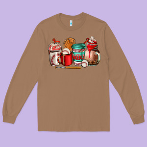 Baseball Coffee Cup Long Sleeve Tee Designed By Adodesignshop