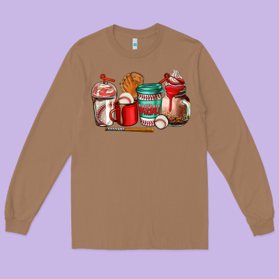 Baseball Coffee Cup Long Sleeve Tee Designed By Adodesignshop