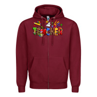 Burgundy autism teacher Zipper Hoodie - Zillion Design Studio