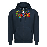 Navy autism teacher Zipper Hoodie - Zillion Design Studio