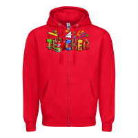 Red autism teacher Zipper Hoodie - Zillion Design Studio