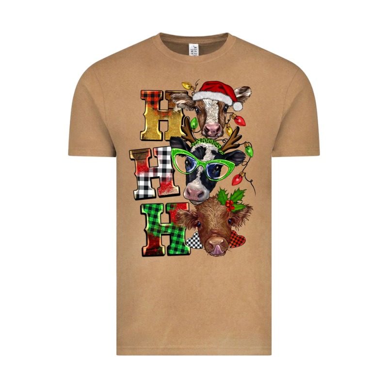 Christmas Ho Ho Ho Cow Vintage Tee by BarkalooDesign | Teevron
