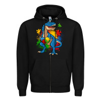 Black autism trex Zipper Hoodie - Zillion Design Studio