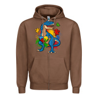 Chestnut autism trex Zipper Hoodie - Zillion Design Studio