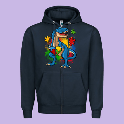 Autism Trex Zipper Hoodie Designed By Zillion Design Studio