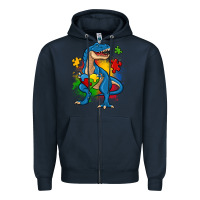 Navy autism trex Zipper Hoodie - Zillion Design Studio