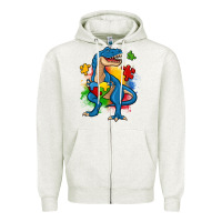 Oatmeal Heather autism trex Zipper Hoodie - Zillion Design Studio
