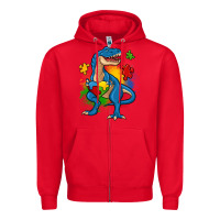 Red autism trex Zipper Hoodie - Zillion Design Studio