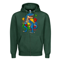 Sports Green autism trex Zipper Hoodie - Zillion Design Studio