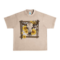 French Oak western bull skull Urban Heavy Tee - MaliasSmallBusiness