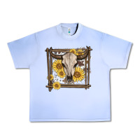 Grape Ice western bull skull Urban Heavy Tee - MaliasSmallBusiness
