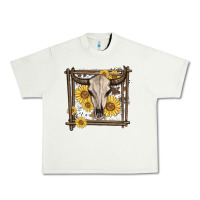 Pistachio western bull skull Urban Heavy Tee - MaliasSmallBusiness