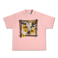 Salmon western bull skull Urban Heavy Tee - MaliasSmallBusiness
