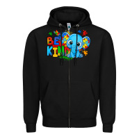 Black be kind autism elephant Zipper Hoodie - Zillion Design Studio