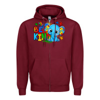 Burgundy be kind autism elephant Zipper Hoodie - Zillion Design Studio