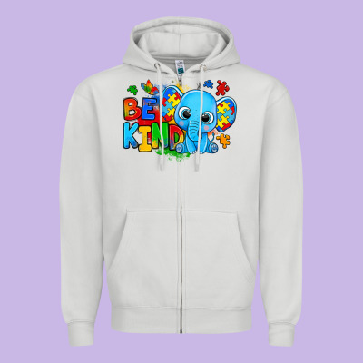 Be Kind Autism Elephant Zipper Hoodie Designed By Zillion Design Studio