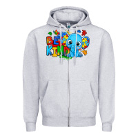 Heather Grey be kind autism elephant Zipper Hoodie - Zillion Design Studio
