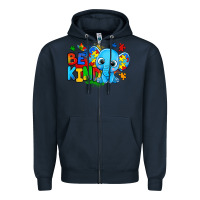 Navy be kind autism elephant Zipper Hoodie - Zillion Design Studio