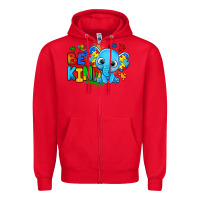Red be kind autism elephant Zipper Hoodie - Zillion Design Studio