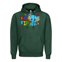 Sports Green be kind autism elephant Zipper Hoodie - Zillion Design Studio