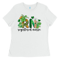 White st. patricks day registered nurse rn Ladies Tee - BarkalooDesign