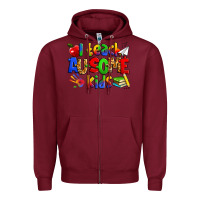 Burgundy i teach ausome kids autism teacher Zipper Hoodie - Zillion Design Studio